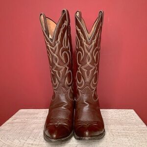 Tony Lama 61/2 Brown Embroidered Western Cowboy Boots US Made Premium Leather